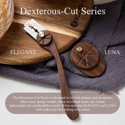 ROCKSHEAT Bread Lame Dough Scoring Tool with Blade Cover, Sourdough Scoring Tool with 5 Feather Blades, Scoring Knife for Bread Baking, Dexterous-Cut Series Lame Bread Tool (ELEGANT)