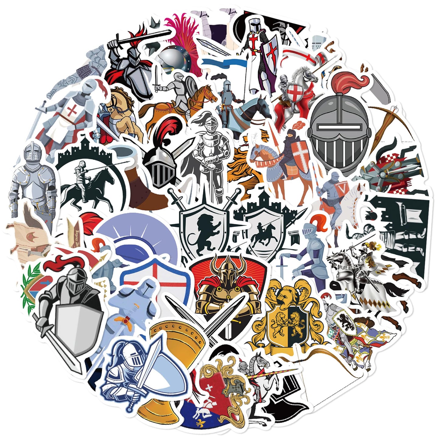 QUTA Medieval Knights Stickers Pack, 50PCs Soldiers in The Middle Ages Vinyl Decals, Delicate Gift & Party Favor Stickers for Hydro Flask, Laptop, Water Bottle, Decals for Kids, Teens(Knights)