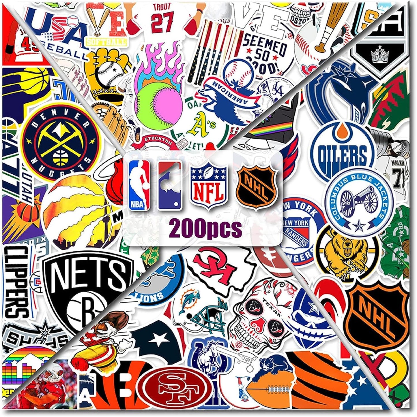 Sports Stickers for Teens 200 PCS Stickers Pack for Water Bottles Vinyl Sticker DIY Decoration for Kids Teens Adults Party Favor (Style A)