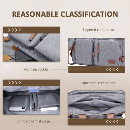 MOLNIA 3-in-1-Laptoptasche für Herren, 17,3-Zoll-Arbeitstasche für Herren, Laptop-Rucksack, Aktentasche, Umhängetasche, Computertasche für Laptops für Damen und Herren, Schwarz 