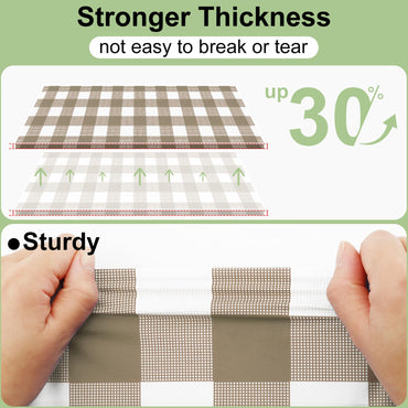 misaya 3 Packs Buffalo Disposable Table Cloth, 54 x 108 Inch Waterproof Plastic Tablecloth, Rectangle White and Khaki Checkered Table Covers for Picnic, Birthday, Party