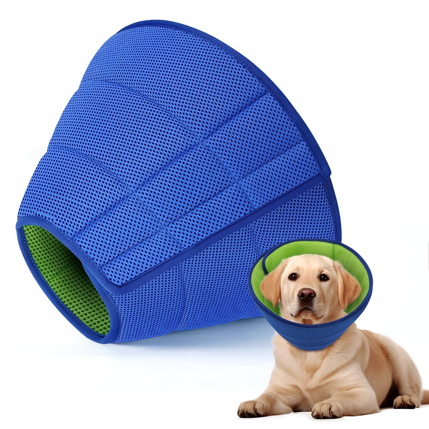 Soft Dog Cone Collar Alternative - Adjustable Comfy Cones for Large/Medium/Small Dogs to Stop Licking After Surgery, Comfortable Fabric Elizabethan Collars, Head Cone of Shame for Neuter Recovery - L