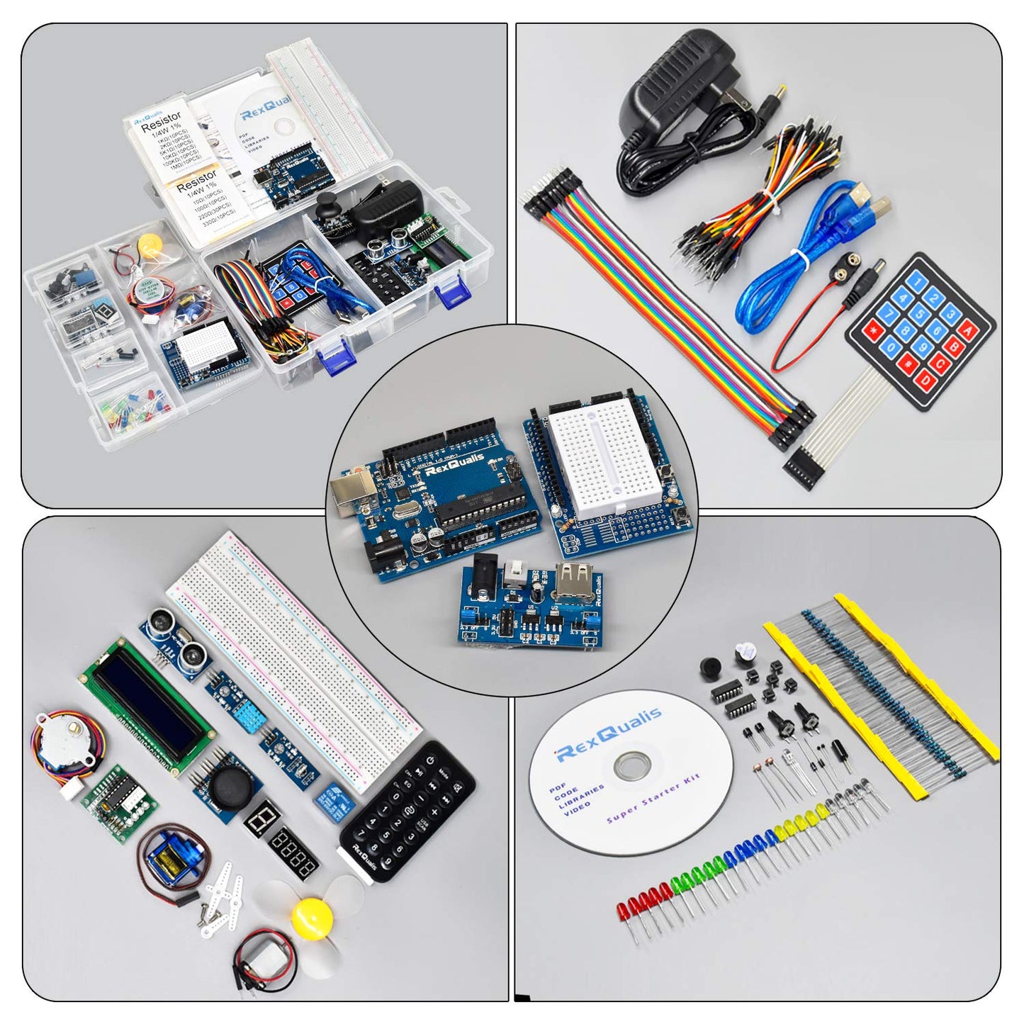 REXQualis Super Starter Kit Based on Arduino UNO R3 with Tutorial and Controller Board Compatible with Arduino IDE