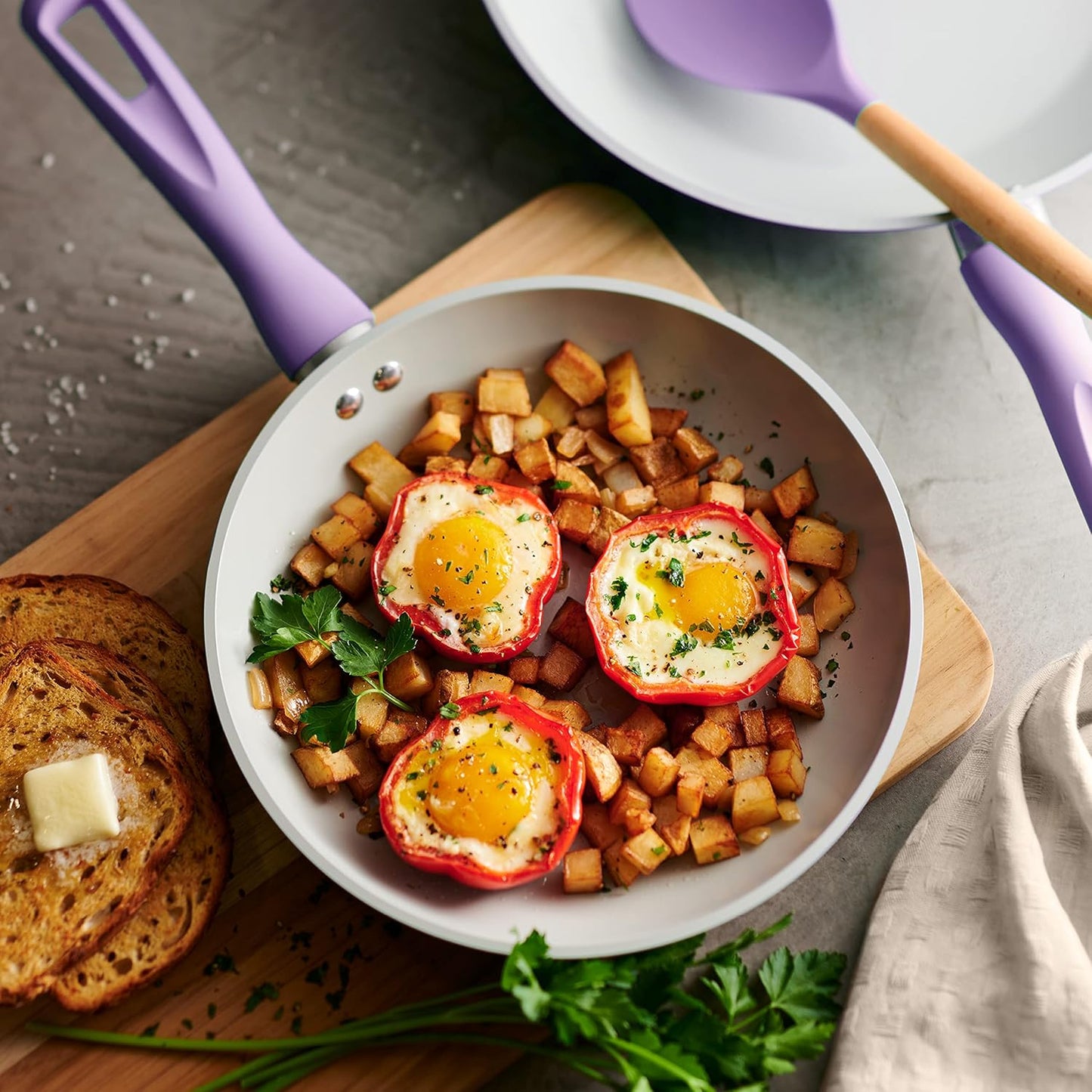 Tramontina Solara 14-Piece Ceramic Non Stick Cookware Set with Lids, Heavy-Gauge Aluminum Pots and Pans Kitchen Set with Nonstick Coating, Dishwasher and Oven Safe (Purple)