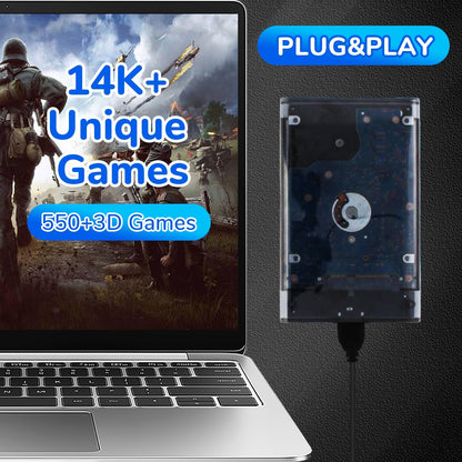 Portable retro Game Emulator Console Batocera v40 500GB Plug & Play Game System Bulit In-14.5K+ Games 550+ 3D No Dupes 39 Systems - USB-C 3.1-200MB/S for PC/Laptop/WindowsPC