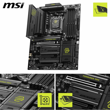 MSI MAG B850 Tomahawk MAX WiFi Mainboard, ATX – Unterstützt AMD Ryzen 9000/8000/7000 Prozessoren, AM5-80A SPS VRM, DDR5-Speicher mit Boost 8400+ MT/s (OC), PCIe 5.0 x16, M.2 Gen5, Wi-Fi 7, 5G LAN
