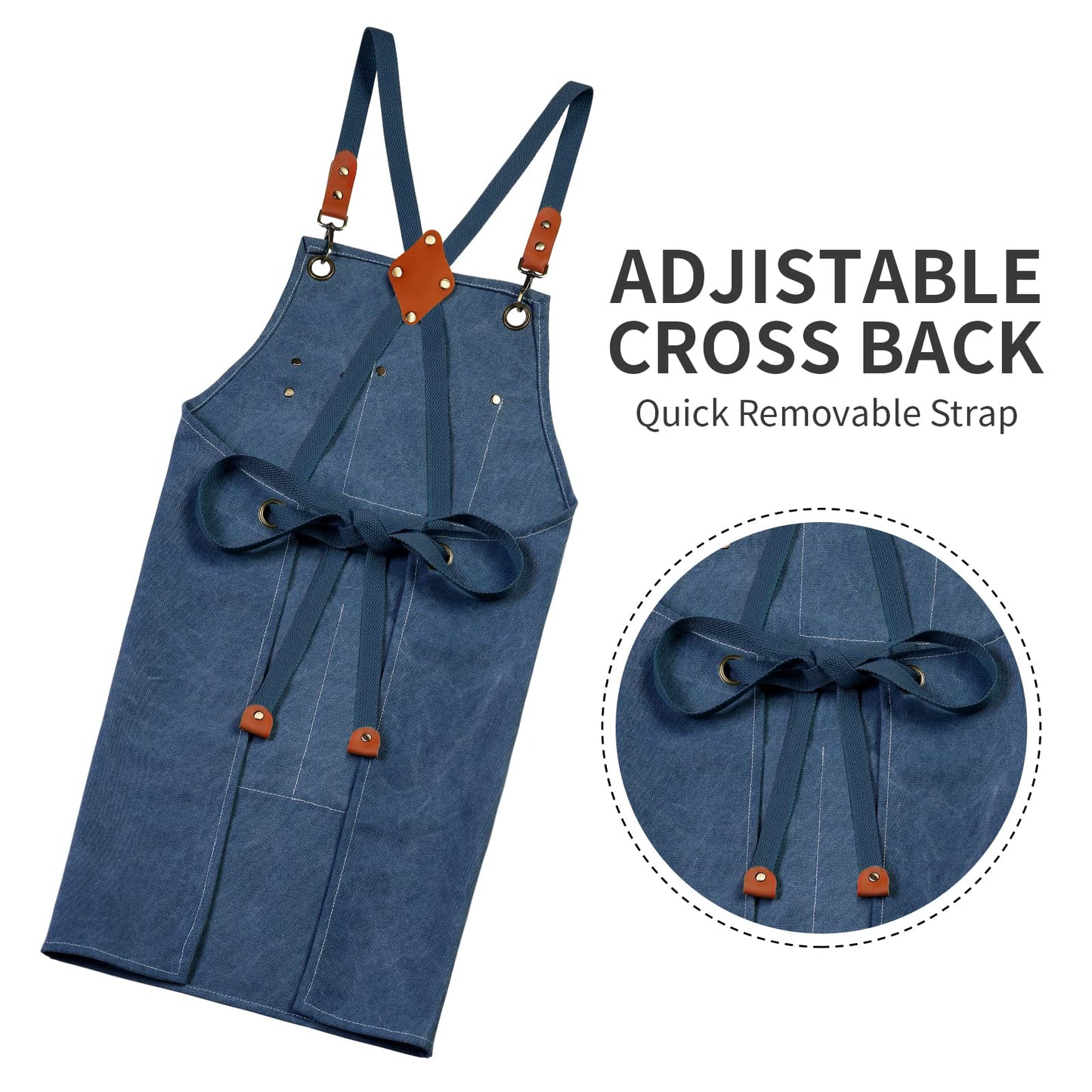 ZOMAO Kochschürze, Baumwoll-Canvas-Schürze mit gekreuztem Rückenteil und Taschen für Damen und Herren, verstellbare Träger und große Taschen, Küchenschürze zum Kochen und Backen 