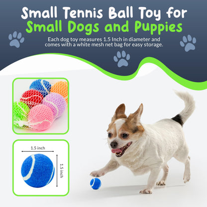 Squeaky Mini Tennis Balls for Small Dogs Puppy - 1.5 Inch - 6 Pack - Dog Toys for Small Dogs, Training Positive Reinforcement, Interactive Fetch Tiny Squeaker Balls for Ball Launcher