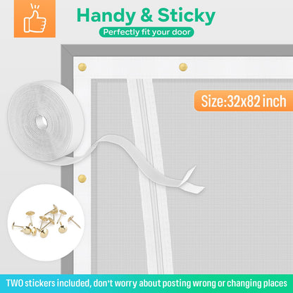 Reinforced Cat Screen Door, 35.5X82” Heavy Duty Pets Proof Screen Door with Bilateral Zipper, Prevent Dogs Cats Running Out from Home, Bedroom, Living Room, Kitchen Patio Doo