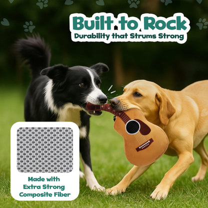 PUPROAR Akustikgitarre Hundespielzeug – Weihnachts- und Geburtstagsgeschenk für Hunde, interaktiver Quietscher und Knistereffekt, kuschelig und niedlich, lustiges Geschenk für Welpen im Nikolausstiefel