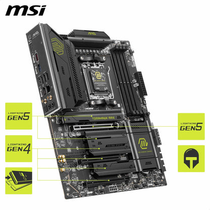 MSI MAG B850 Tomahawk MAX WiFi Mainboard, ATX – Unterstützt AMD Ryzen 9000/8000/7000 Prozessoren, AM5-80A SPS VRM, DDR5-Speicher mit Boost 8400+ MT/s (OC), PCIe 5.0 x16, M.2 Gen5, Wi-Fi 7, 5G LAN