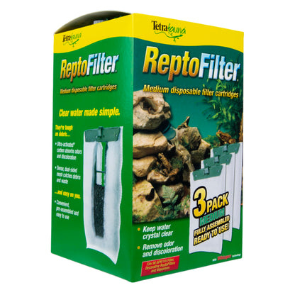 TetraFauna ReptoFilter Filter Cartridges, Size Medium, Filter Cartridge Refills, 3 Count