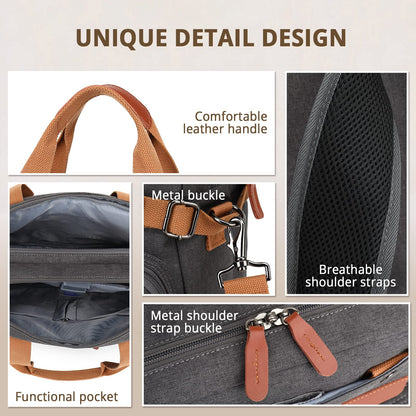 MOLNIA 3-in-1-Laptoptasche für Herren, 17,3-Zoll-Arbeitstasche für Herren, Laptop-Rucksack, Aktentasche, Umhängetasche, Computertasche für Laptops für Damen und Herren, Schwarz 