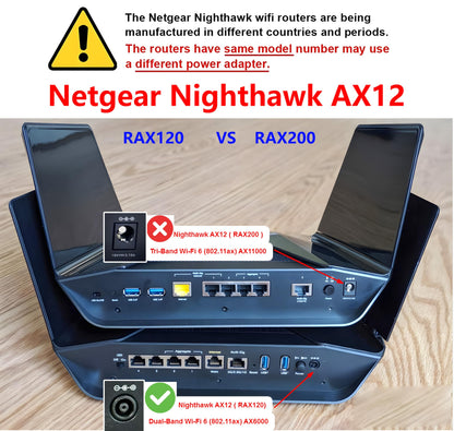 T-Power 19V Charger for Netgear Nighthawk X4 X6 X6S X8 X10 AX8 AX12 AD7200 R9000 AC5300 AX6000 RAX120 Tri-Band Quad-Stream Wi-Fi Router R8500 Power Supply