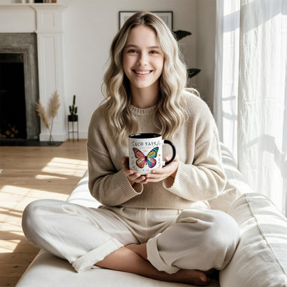 Spwasplo Christliche Geschenke für Frauen – Christliche Geburtstagstasse (325 ml) mit Schmetterlingsmotiv – Inspirierendes religiöses Geschenk für Schwester, Freundin, Tochter, Mutter – Tauf- und Firmungsgeschenk für Mädchen