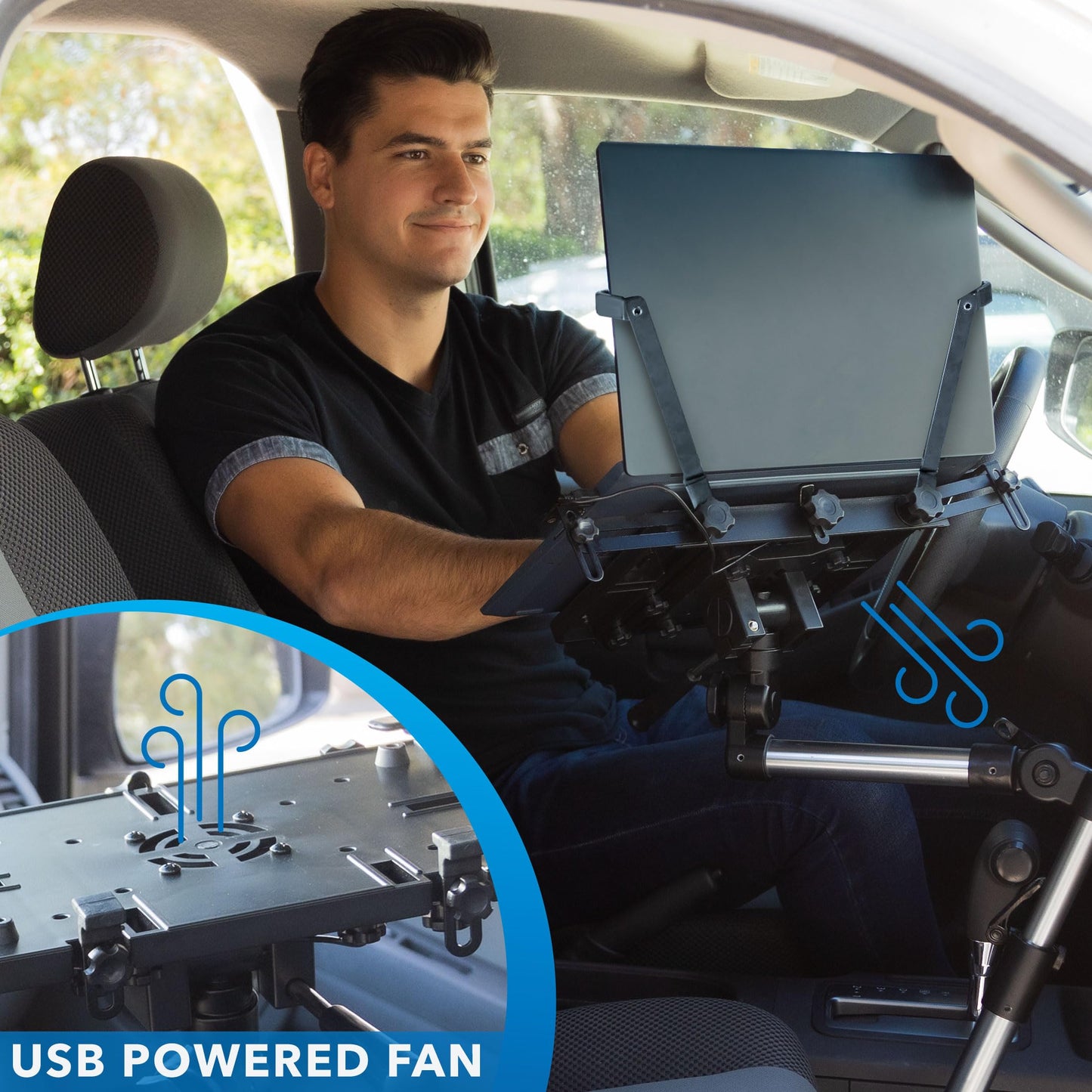 Mount-It! Auto-Laptophalterung für Nutz- und Privatfahrzeuge | Robuste, bohrfreie Notebook-Halterung für Lkw, Transporter und SUVs