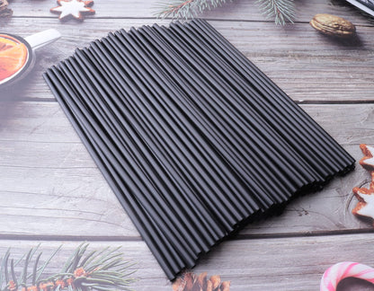 Sowaka 100 Stück Einweg-Trinkhalme aus Kunststoff, schwarz, für Heißgetränke, Kaffee, Schokolade, Tee, Cocktails, Partyzubehör, Gastgeschenke, Hausbar, Wasser- und Kaltgetränkezubehör (7,87 Zoll/20 cm)