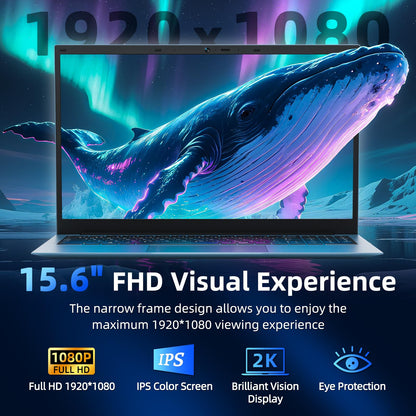 SGIN 15,6-Zoll-Laptop mit 16 GB RAM, 1024 GB SSD, Intel Core i3 Prozessor, Windows 11, tragbarem Notebook, IPS-FHD-Display, WLAN 6, 180°-Öffnungswinkel und Tastatur mit Hintergrundbeleuchtung