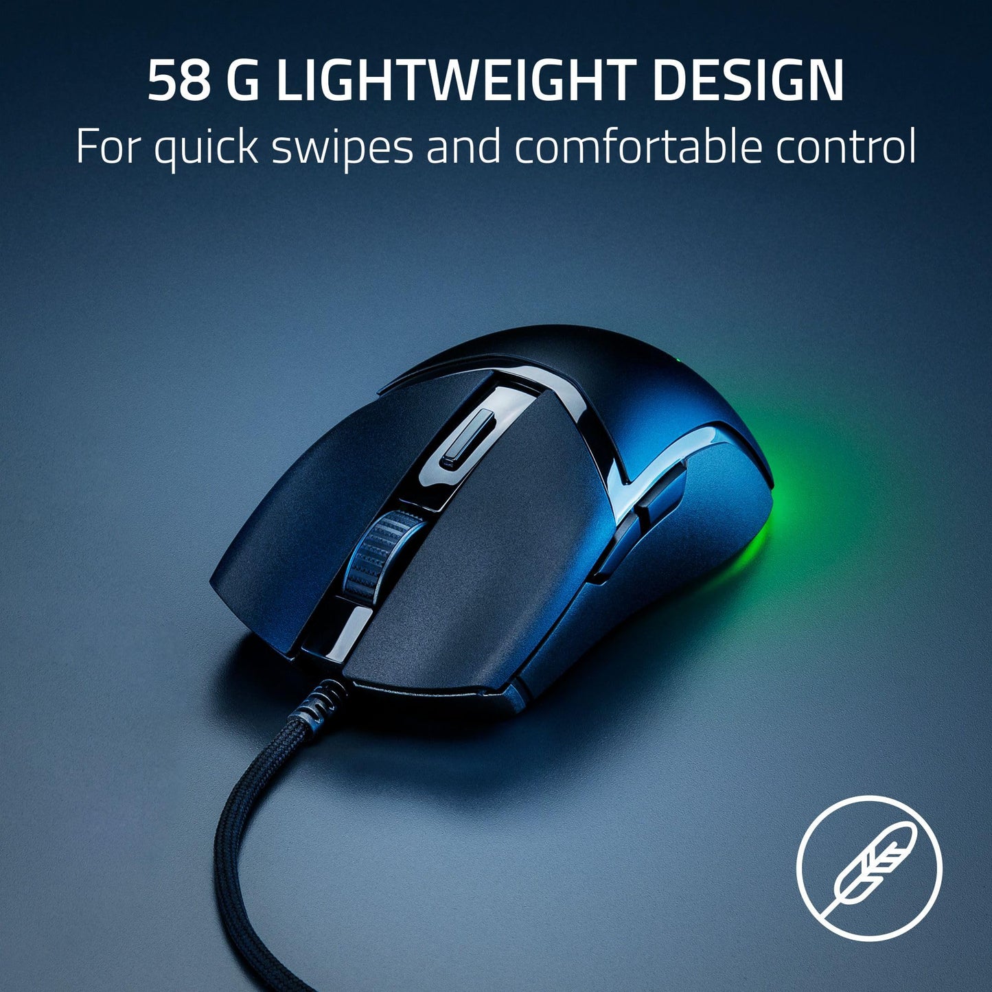 Razer Cobra Wired Gaming Mouse: 58g Lightweight Design - Gen-3 Optical Switches - Chroma RGB Lighting with Underglow - Precise 8500 DPI Optical Sensor - 100% PTFE Mouse Feet - Speedflex Cable - Black