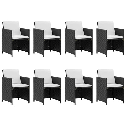 13-tlg. Garten-Essgruppe mit Auflagen Poly Rattan Schwarz