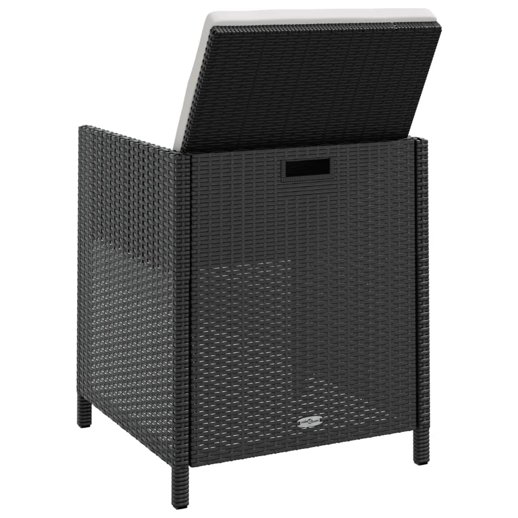 13-tlg. Garten-Essgruppe Poly Rattan Akazienholz Schwarz