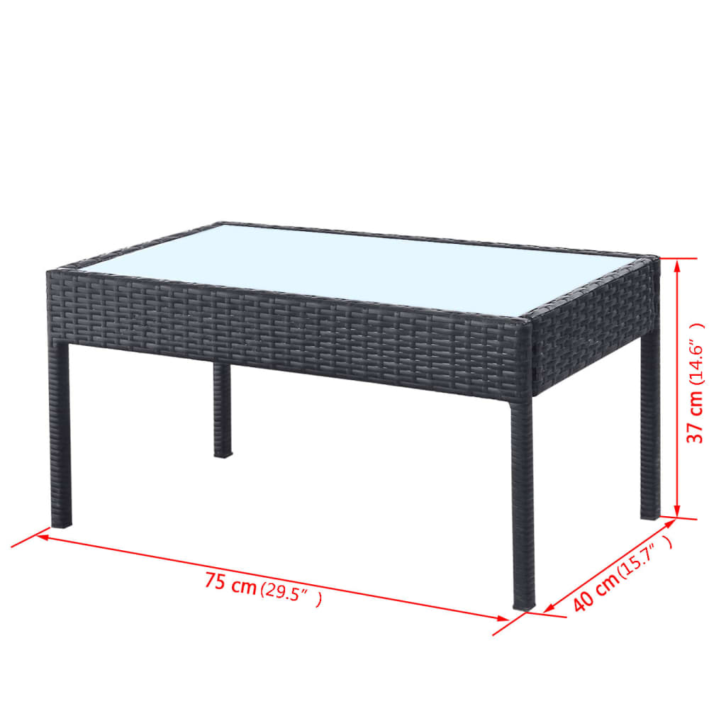 4-tlg. Garten-Lounge-Set mit Auflagen Poly Rattan Schwarz