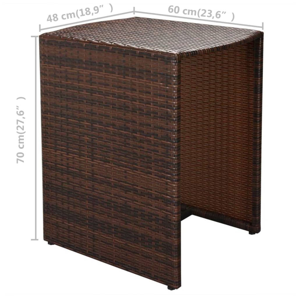 3-tlg. Bistro-Set mit Auflagen Poly Rattan Braun