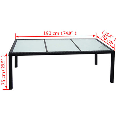 9-tlg. Garten-Essgruppe mit Auflagen Poly Rattan Schwarz