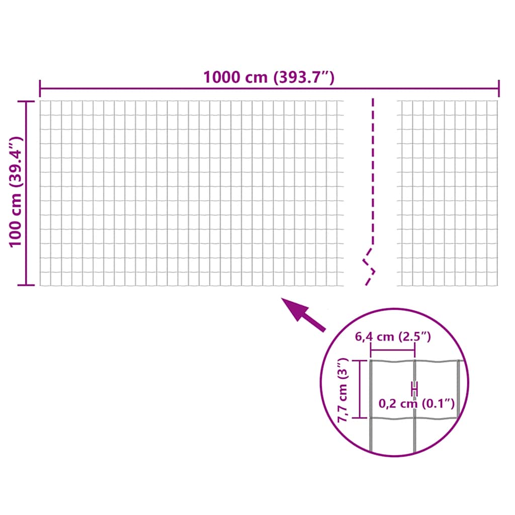 Eurozaun Stahl 10 x 1 m Grau