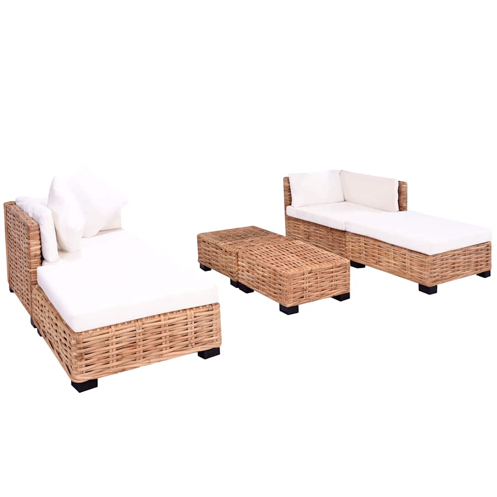 Sofagarnitur 16-tlg. Natürliches Rattan