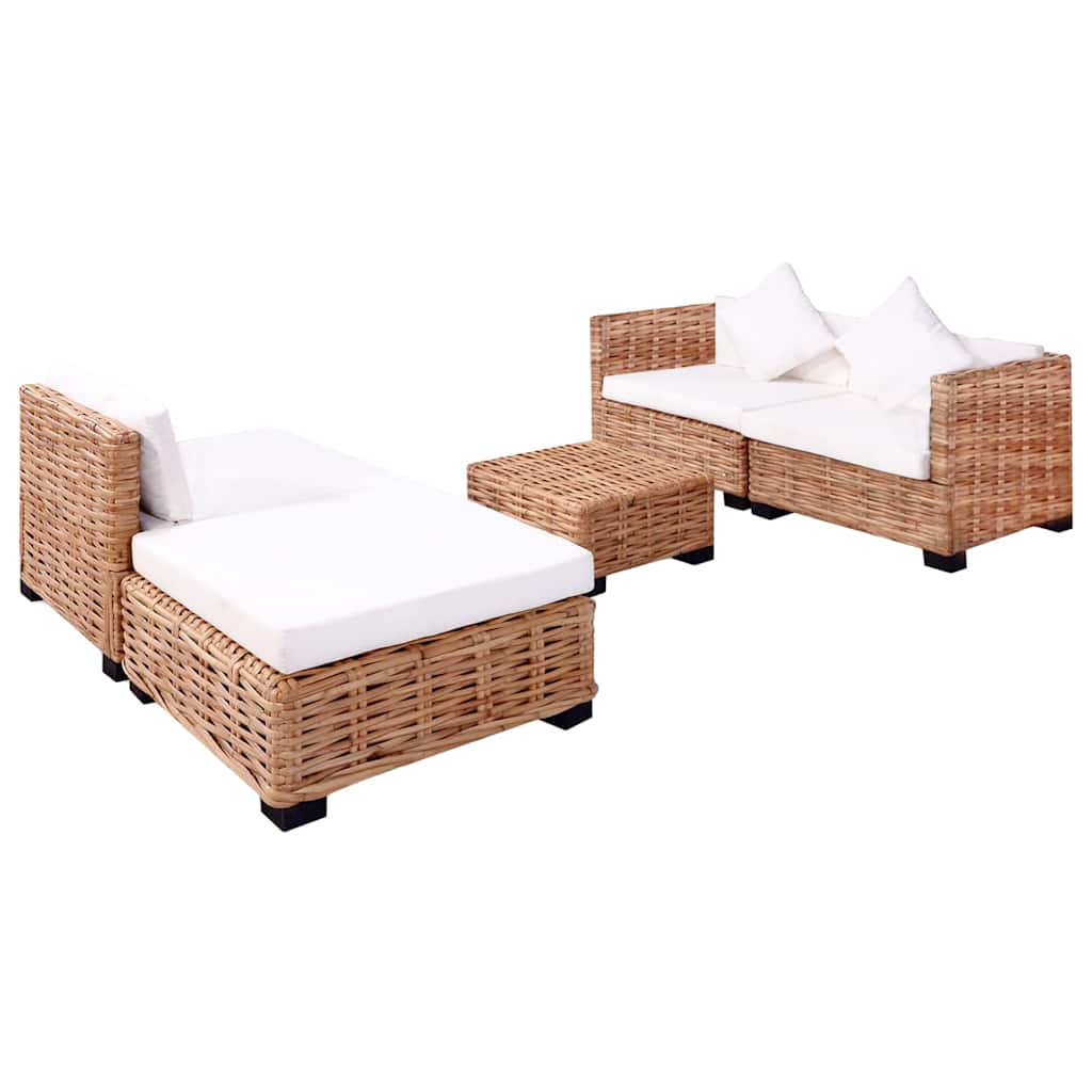 Sofagarnitur 14-tlg. Natürliches Rattan