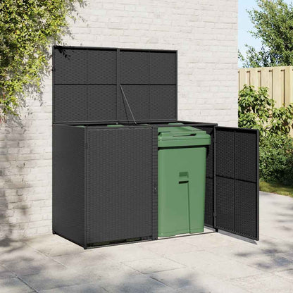 Mülltonnenbox für 2 Tonnen Poly Rattan Schwarz 148x80x111 cm