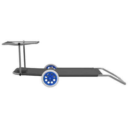 Klappliege mit Sonnenschutz und Rädern Stahl Grau