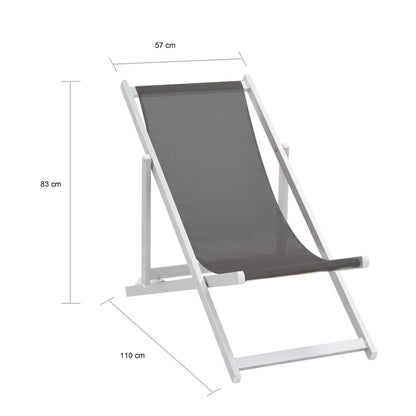 Klappbarer Strandstuhl 2 Stk. Aluminium und Textilene Grau