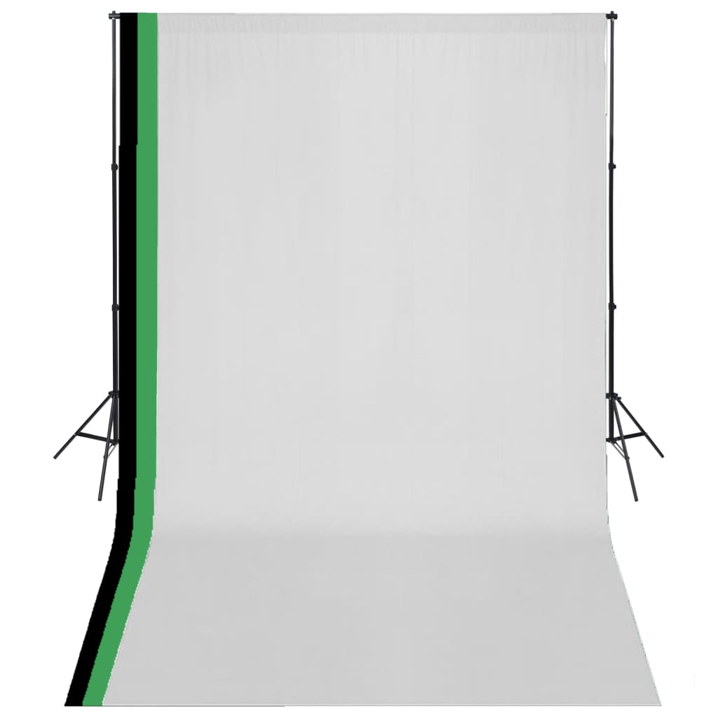 Fotostudio Set 3 Baumwolle-Hintergründe Rahmen verstellbar 3x5m