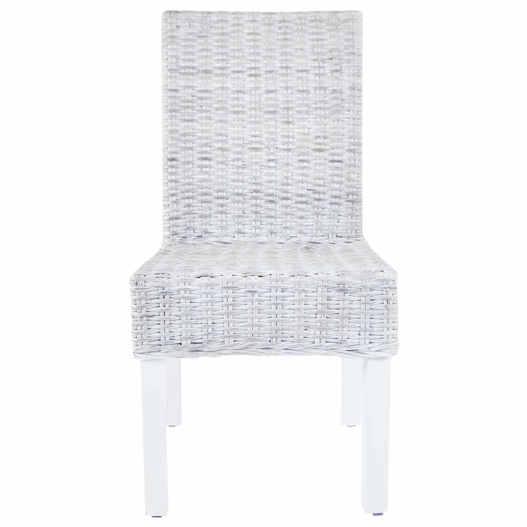 Esszimmerstühle 4 Stk. Weiß Kubu Rattan und Mangoholz