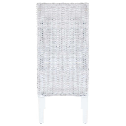 Esszimmerstühle 4 Stk. Weiß Kubu Rattan und Mangoholz