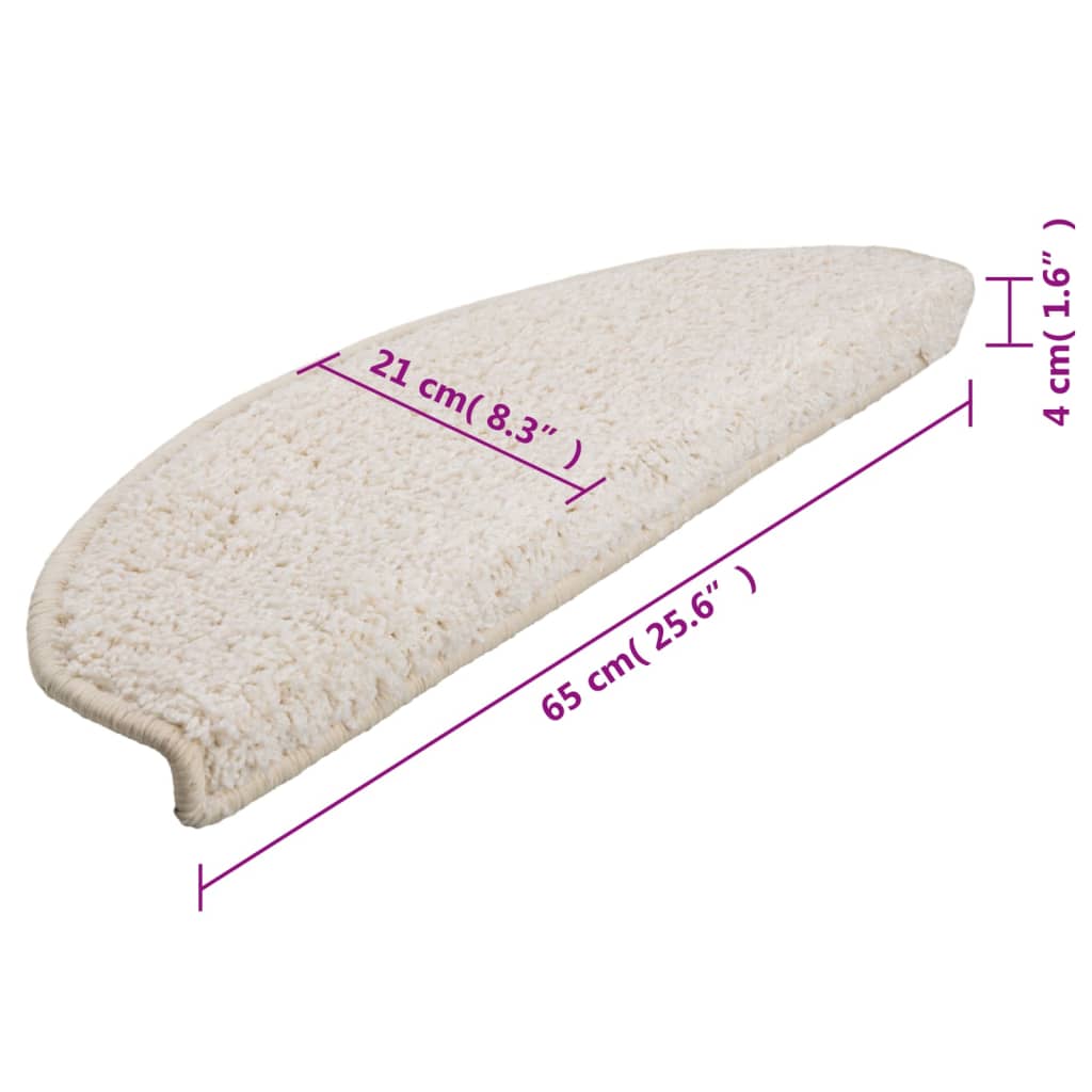 Stufenmatten 15 Stk. 65x21x4 cm Weiß Halbrund Groß