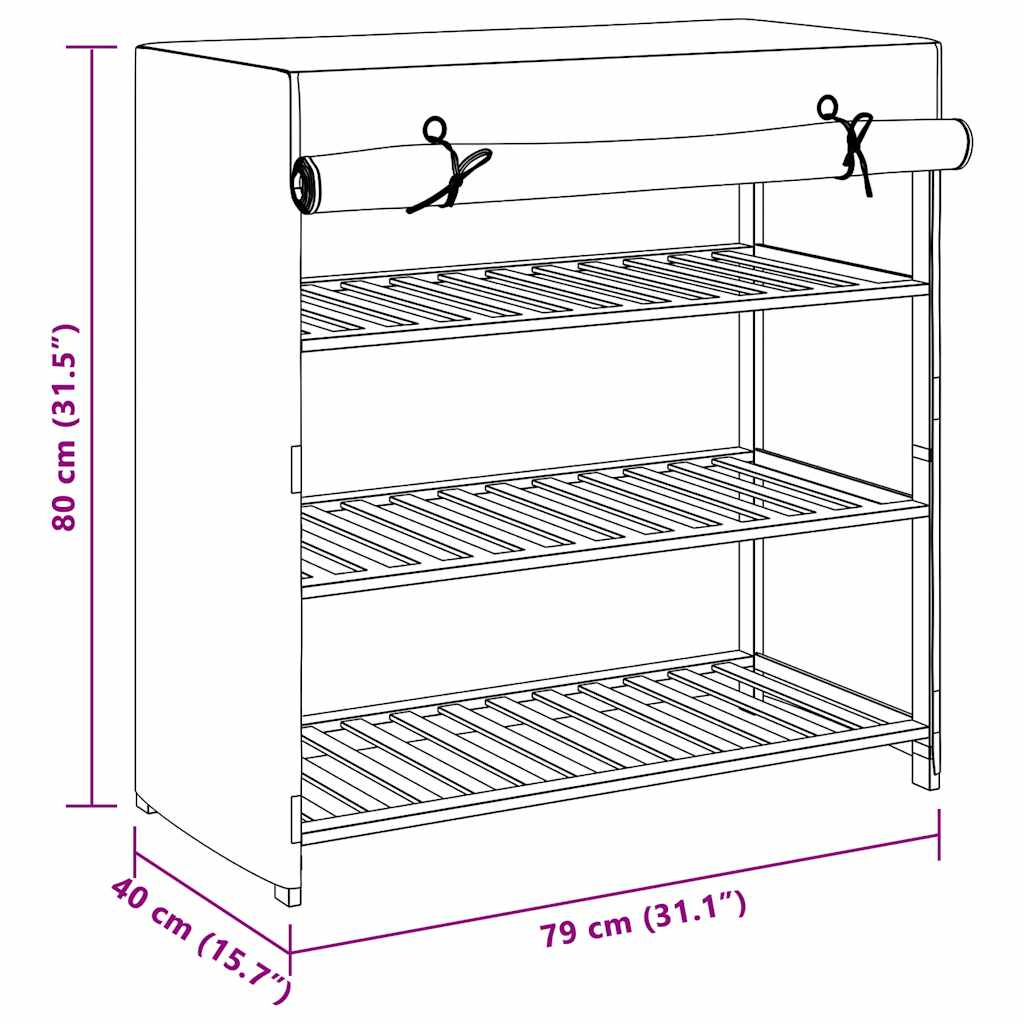 Schuhschrank mit Abdeckung Grau 79 x 40 x 80 cm Stoff