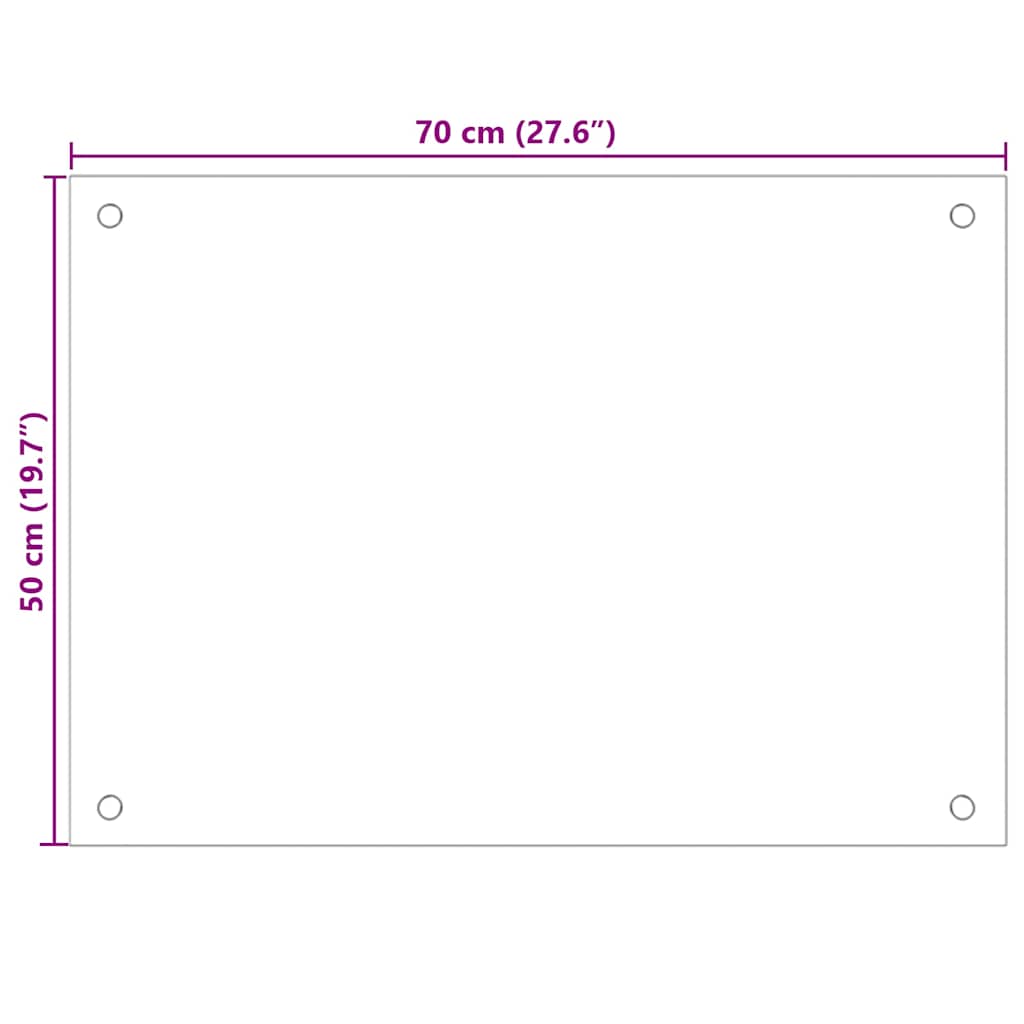 Küchenrückwand Schwarz 70x50 cm Hartglas