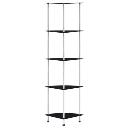 Regal mit 5 Ablagen Schwarz 30x30x130 cm Hartglas