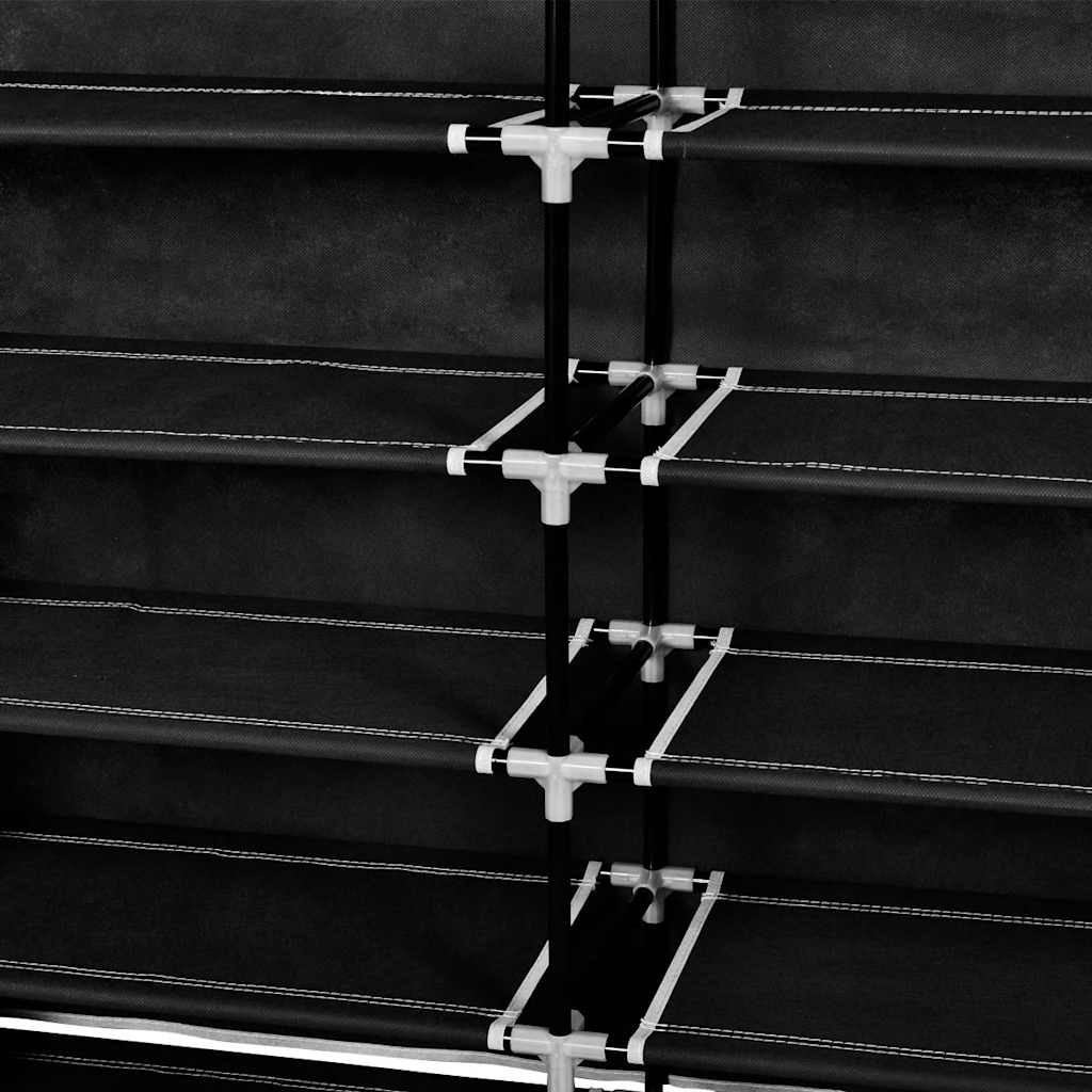 Stoff Schuhschrank mit Abdeckung 115 x 28 x 110 cm Schwarz