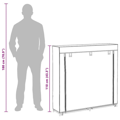 Stoff Schuhschrank mit Abdeckung 115 x 28 x 110 cm Braun