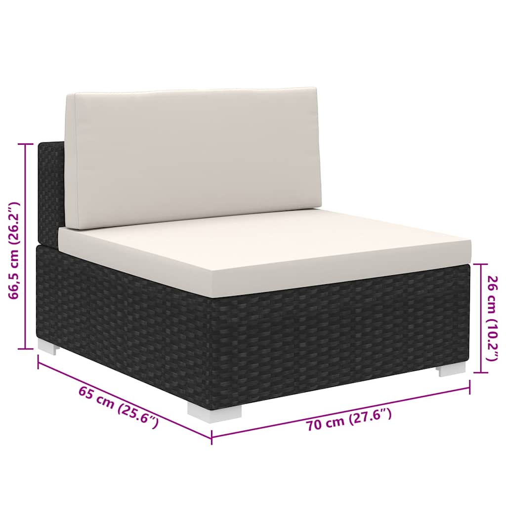 8-tlg. Garten-Lounge-Set mit Auflagen Poly Rattan Schwarz