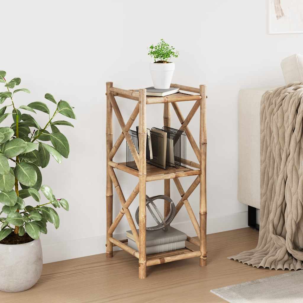 Standregal mit 3 Böden Quadratisch Bambus