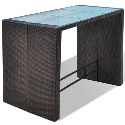 7-tlg. Gartenbar-Set mit Auflagen Poly Rattan Braun