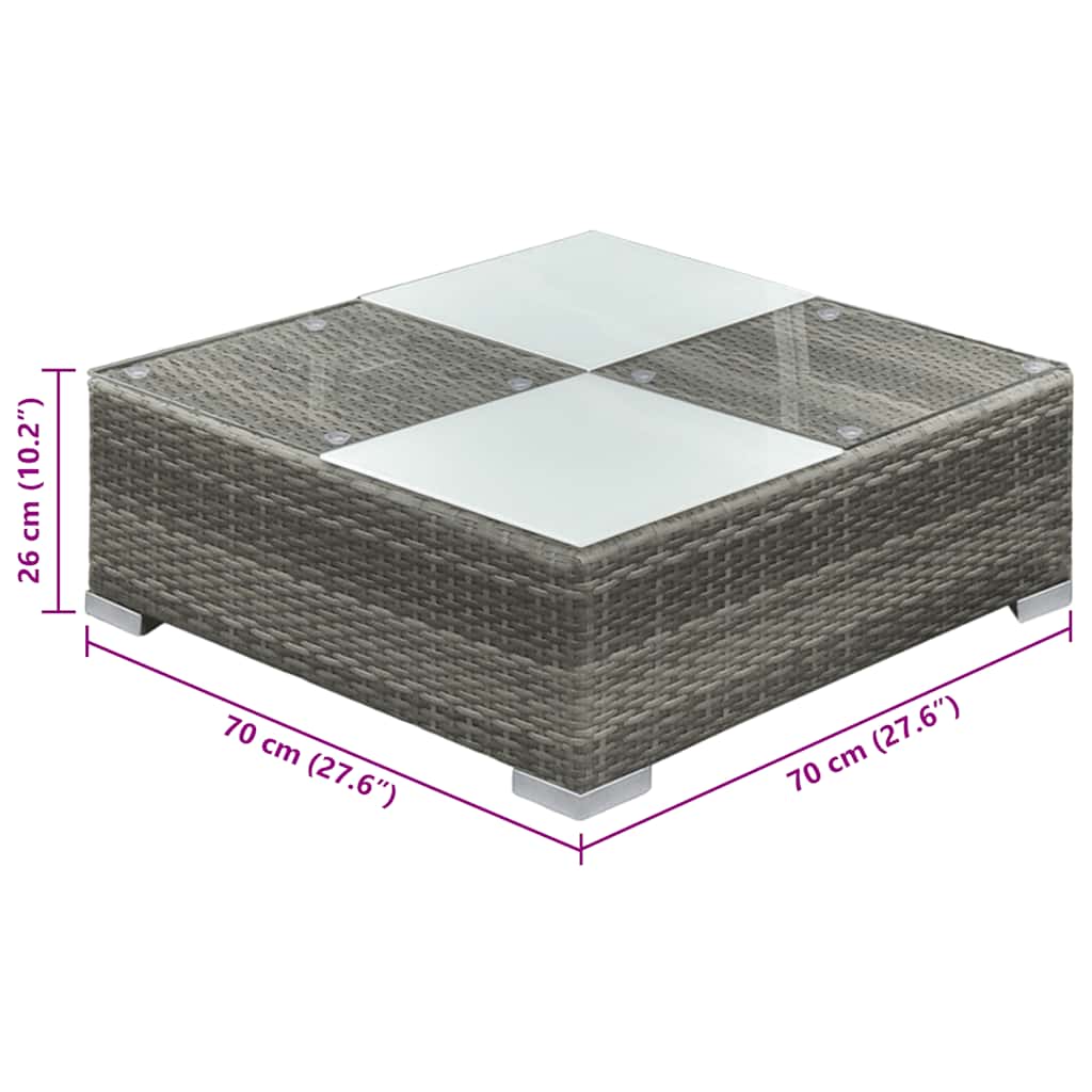 6-tlg. Garten-Lounge-Set mit Auflagen Poly Rattan Grau