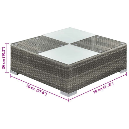 6-tlg. Garten-Lounge-Set mit Auflagen Poly Rattan Grau