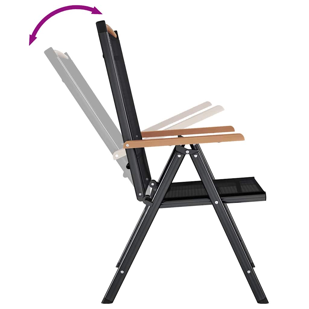 Gartenstühle Klappbar 2 Stk. Aluminium und Textilene Schwarz