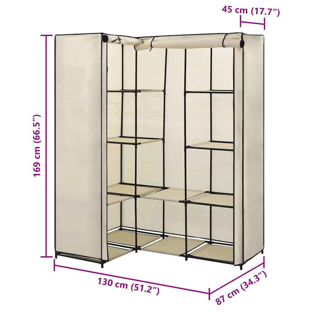 Eckkleiderschrank Creme 130 x 87 x 169 cm